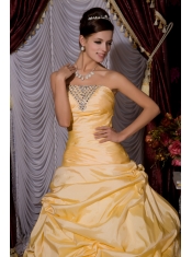 Quinceanera Dress Strapless Floor-length Taffeta Beading