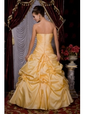 Quinceanera Dress Strapless Floor-length Taffeta Beading