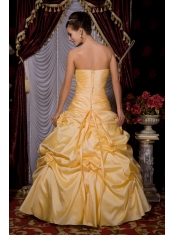 Quinceanera Dress Strapless Floor-length Taffeta Beading