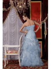 Prom / Evening Dress Baby Blue Mermaid Strapless Floor-length Organza Belt and Ruffles