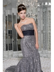 Prom / Evening Dress Beautiful Mermaid Strapless Brush Train Sequin and Taffeta Sash