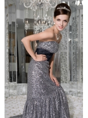 Prom / Evening Dress Beautiful Mermaid Strapless Brush Train Sequin and Taffeta Sash