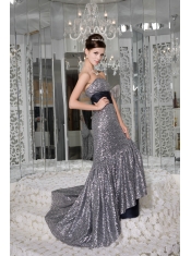 Prom / Evening Dress Beautiful Mermaid Strapless Brush Train Sequin and Taffeta Sash