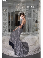 Prom / Evening Dress Beautiful Mermaid Strapless Brush Train Sequin and Taffeta Sash