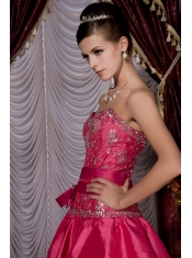 Prom / Evening Dress Fuchsia Empire Sweetheart Brush Train Taffeta and Tulle Beading