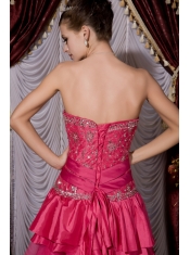 Prom / Evening Dress Fuchsia Empire Sweetheart Brush Train Taffeta and Tulle Beading