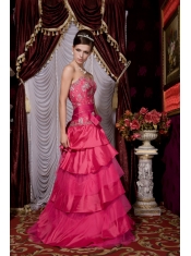 Prom / Evening Dress Fuchsia Empire Sweetheart Brush Train Taffeta and Tulle Beading