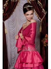 Prom / Evening Dress Fuchsia Empire Sweetheart Brush Train Taffeta and Tulle Beading
