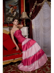 Prom / Evening Dress Hot Pink Mermaid Strapless Brush Train Taffeta Sequins
