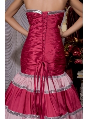 Prom / Evening Dress Hot Pink Mermaid Strapless Brush Train Taffeta Sequins