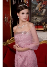 Prom / Evening Dress Light Pink Mermaid Strapless Brush Train Organza Beading