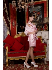 Prom / Homecoming Dress Baby Pink Column One Shoulder Mini-length Taffeta Beading and Bowknot