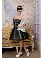 Prom / Homecoming Dress Black A-line / Pricess Sweetheart Mini-length Tulle Hand Made Flower