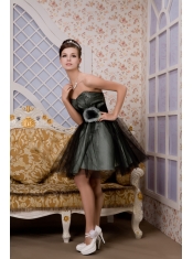 Prom / Homecoming Dress Black A-line / Pricess Sweetheart Mini-length Tulle Hand Made Flower