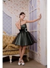Prom / Homecoming Dress Black A-line / Pricess Sweetheart Mini-length Tulle Hand Made Flower