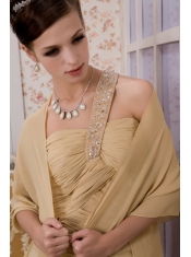 Prom / Homecoming Dress Champagne Column One Shoulder Mini-length Chiffon Ruch