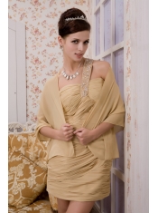 Prom / Homecoming Dress Champagne Column One Shoulder Mini-length Chiffon Ruch