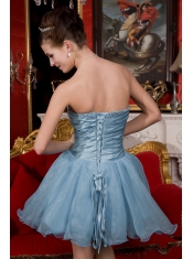 Prom / Homecoming Dress Light Blue A-line / Pricess Sweetheart Mini-length Organza Beading