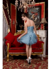 Prom / Homecoming Dress Light Blue A-line / Pricess Sweetheart Mini-length Organza Beading
