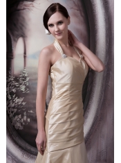 Prom Dress A-line Halter Floor-length Taffeta Ruch