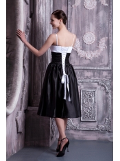 Prom Dress A-line Spaghetti Straps Knee-legnth Taffeta Ruch