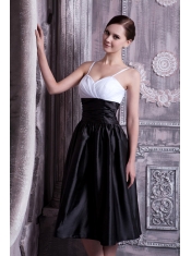 Prom Dress A-line Spaghetti Straps Knee-legnth Taffeta Ruch