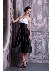 Prom Dress A-line Spaghetti Straps Knee-legnth Taffeta Ruch