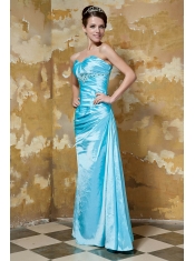Prom Dress Aqua Blue Column Sweetheart Floor-length Taffeta Beading