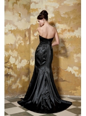 Prom Dress Black Column Sweetheart Brush Train Taffeta Sequins