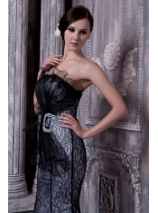 Prom Dress Black Mermaid Strapless Floor-length Organza Beading