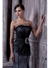 Prom Dress Black Mermaid Strapless Floor-length Organza Beading