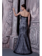 Prom Dress Black Mermaid Strapless Floor-length Organza Beading