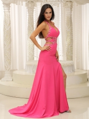 Prom Dress Brand New Halter Beaded Decorate Waist High Slit
