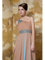 Prom Dress Brown Column One Shoulder Floor-length Chiffon Beading