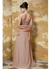 Prom Dress Brown Column One Shoulder Floor-length Chiffon Beading