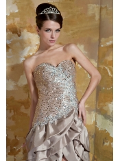 Prom Dress Brown Column Sweetheart High-low Taffeta and Sequin Beading
