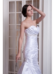 Prom Dress Custom Made Column Sweetheart Court Train Taffeta Appliques and Ruch