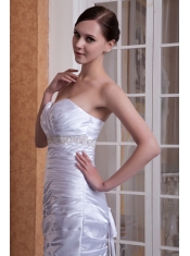 Prom Dress Custom Made Column Sweetheart Court Train Taffeta Appliques and Ruch