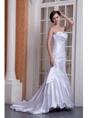 Prom Dress Custom Made Column Sweetheart Court Train Taffeta Appliques and Ruch