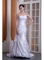 Prom Dress Custom Made Column Sweetheart Court Train Taffeta Appliques and Ruch