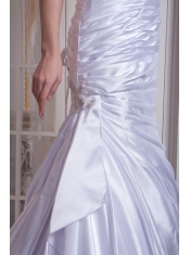 Prom Dress Custom Made Column Sweetheart Court Train Taffeta Appliques and Ruch