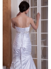 Prom Dress Custom Made Column Sweetheart Court Train Taffeta Appliques and Ruch