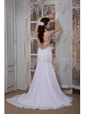 Prom Dress Customize Mermaid Halter Brush Train Chiffon Beading