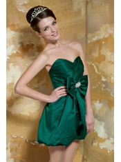 Prom Dress Dark Green Column Sweetheart Mini-length Taffeta Beading