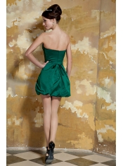 Prom Dress Dark Green Column Sweetheart Mini-length Taffeta Beading