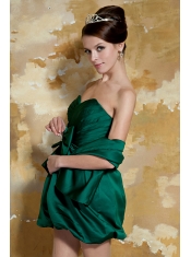 Prom Dress Dark Green Column Sweetheart Mini-length Taffeta Beading