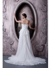 Prom Dress Empire Custom Made Strapless Sweep Train Appliques Chiffon