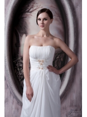 Prom Dress Empire Custom Made Strapless Sweep Train Appliques Chiffon