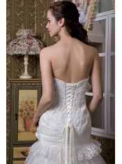 Prom Dress Fashionable A-line Swetheart Brush Train Taffeta and Lace Ruffled Layers