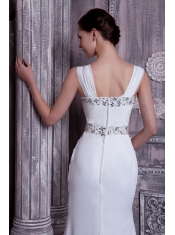 Prom Dress Fashionable Empire Straps Brush Train Beading Chiffon